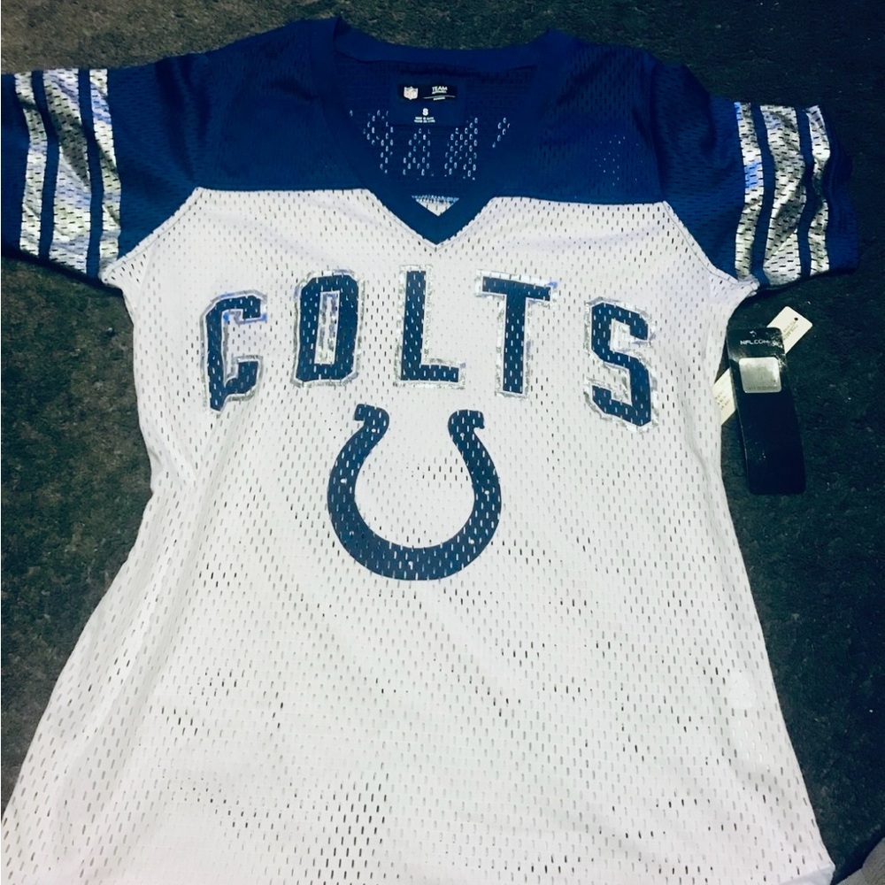 RARE Indianapolis Colts NFL Apparel Women's Small Blue White Jersey NWT FreeShip